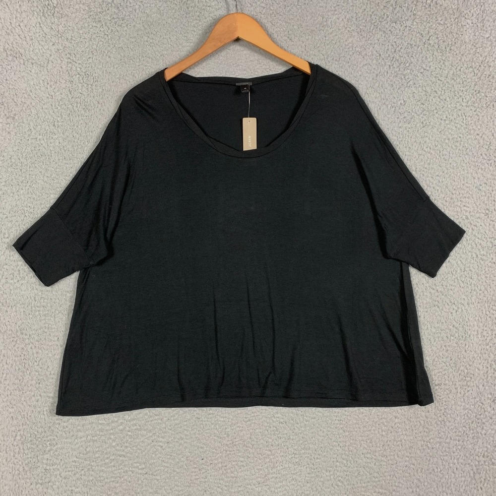 NWT J.Crew Blouse Top Women's XS Black Plain‎ Twist Trim Dolman Sleeve Viscose
